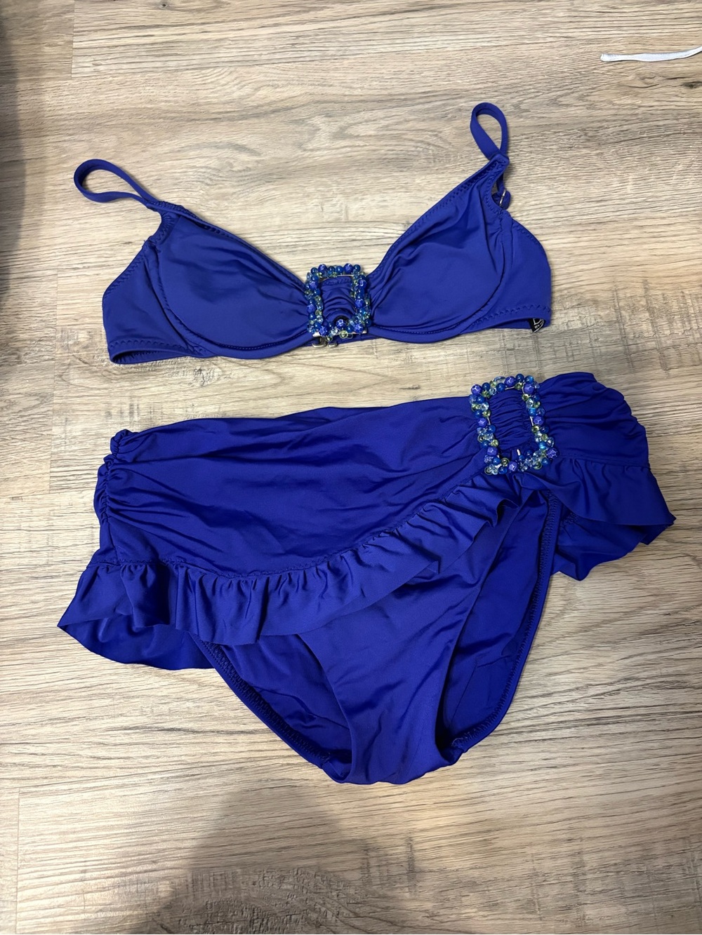 Women’s Blue Beaded Two-Piece Swim Set